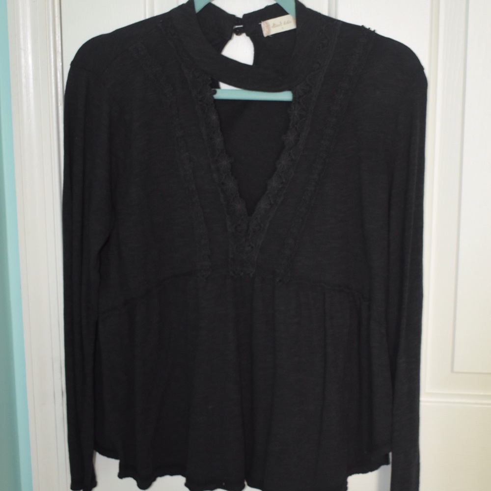 Altar’d State Black Long Sleeve Choker Neck Top!